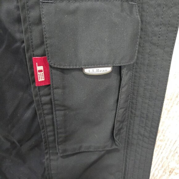 LL Bean Rain Jacket Size Medium Zipper Button Front Black Light Trench Coat - Picture 3 of 9